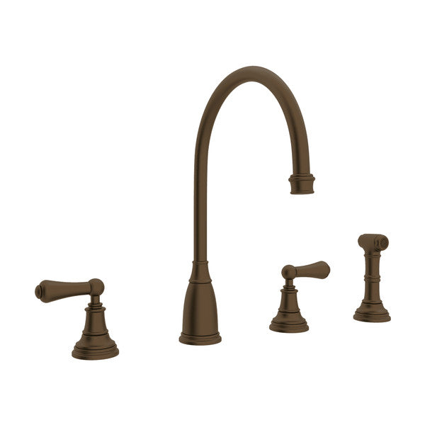 Perrin & Rowe Georgian Era Two Handle Kitchen Faucet With Side Spray Lever Handles