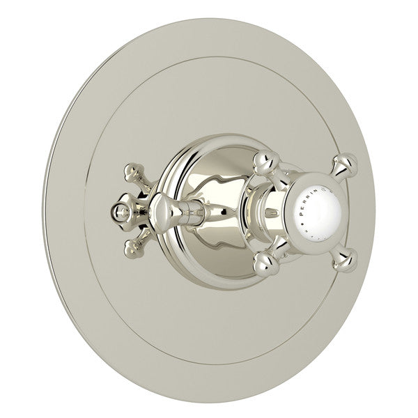 Perrin & Rowe Georgian Era 3/4" Round Thermostatic Trim Without Volume Control, Cross Handle