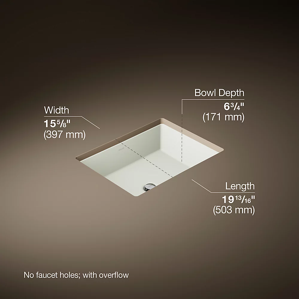 Kohler Verticyl 19-3/4" Rectangular Undermount Bathroom Sink - K-2882