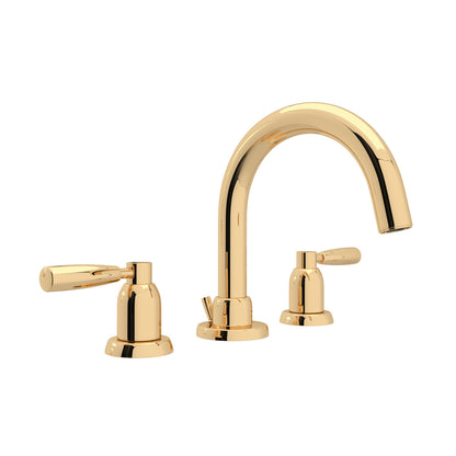 Perrin & Rowe Holborn 3-Hole Tubular C-Spout Widespread Bathroom Faucet Lever Handle