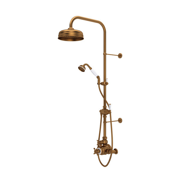 Perrin & Rowe Edwardian 3/4" Exposed Wall Mount Thermostatic Shower System, Cross Handles