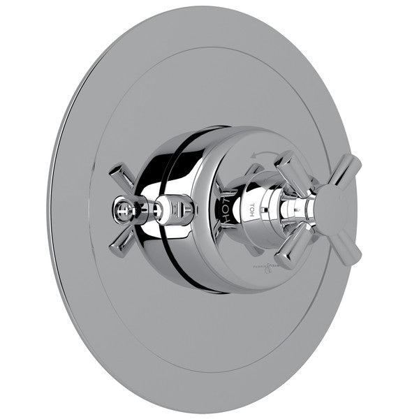 Perrin & Rowe Holborn 3/4" Round Thermostatic Trim Without Volume Control, Cross Handle