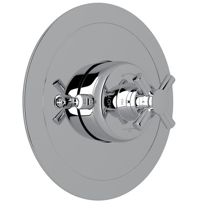 Perrin & Rowe Holborn 3/4" Round Thermostatic Trim Without Volume Control, Cross Handle