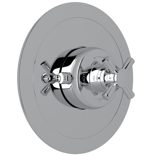 Perrin & Rowe Holborn 3/4" Round Thermostatic Trim Without Volume Control, Cross Handle