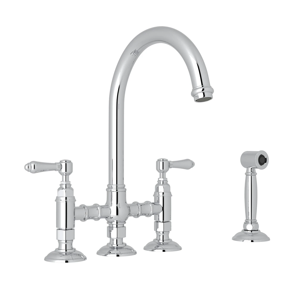 Rohl Acqui Bridge Kitchen Faucet With Side Spray & Lever Handles A1461LMWS-2