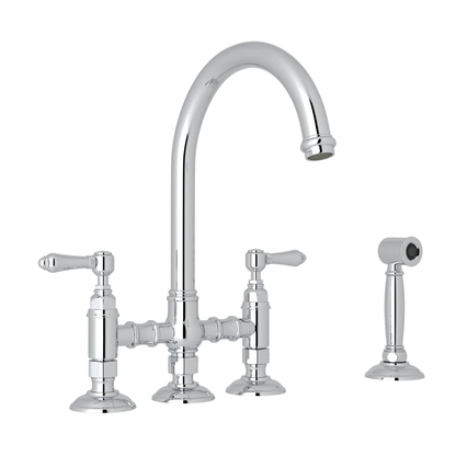 Rohl Acqui Bridge Kitchen Faucet With Side Spray & Lever Handles A1461LMWS-2