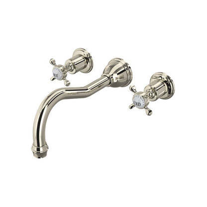Perrin & Rowe Edwardian Wall Mount Tub Filler Trim With Column Spout Cross Handle
