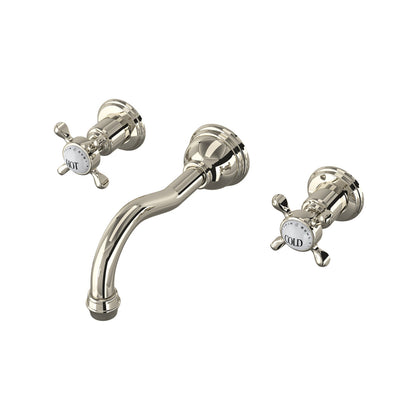 Perrin & Rowe Edwardian Wall Mount Lavatory Faucet Trim With Column Spout Cross Handle