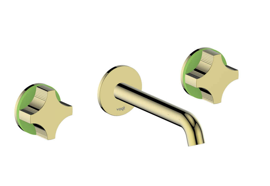 Vogt Mond 8" C.C. Wall-Mount Lavatory Faucet in Brushed Gold, With Rough-In