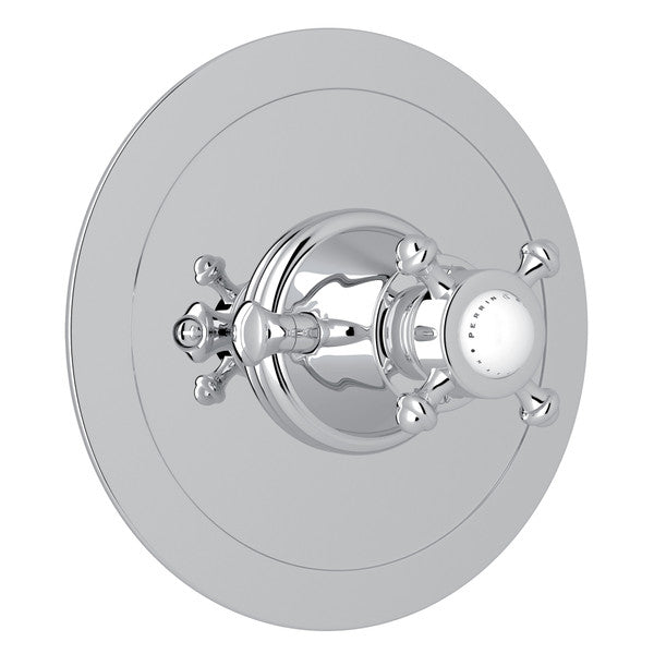 Perrin & Rowe Georgian Era 3/4" Round Thermostatic Trim Without Volume Control, Cross Handle
