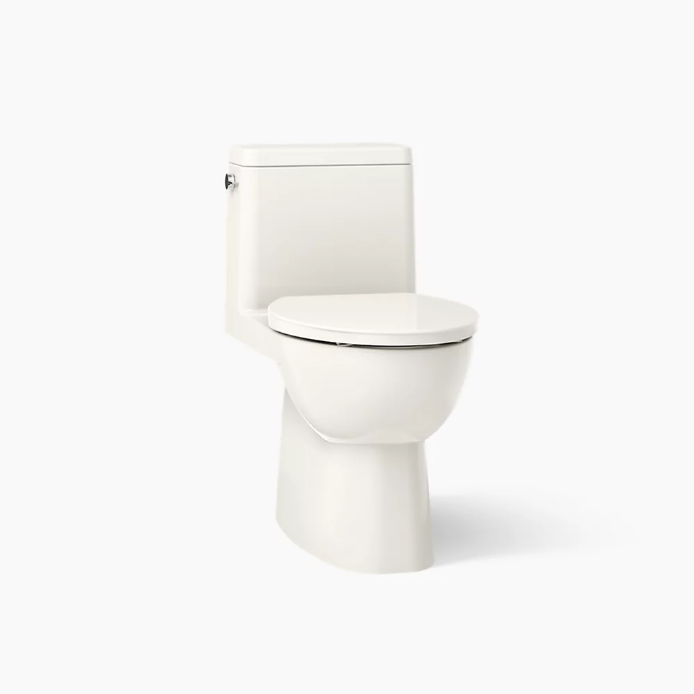 Kohler Reach One-Piece Compact Elongated Toilet With Skirted Trapway, 1.28 GPF Left-Hand Trip Lever