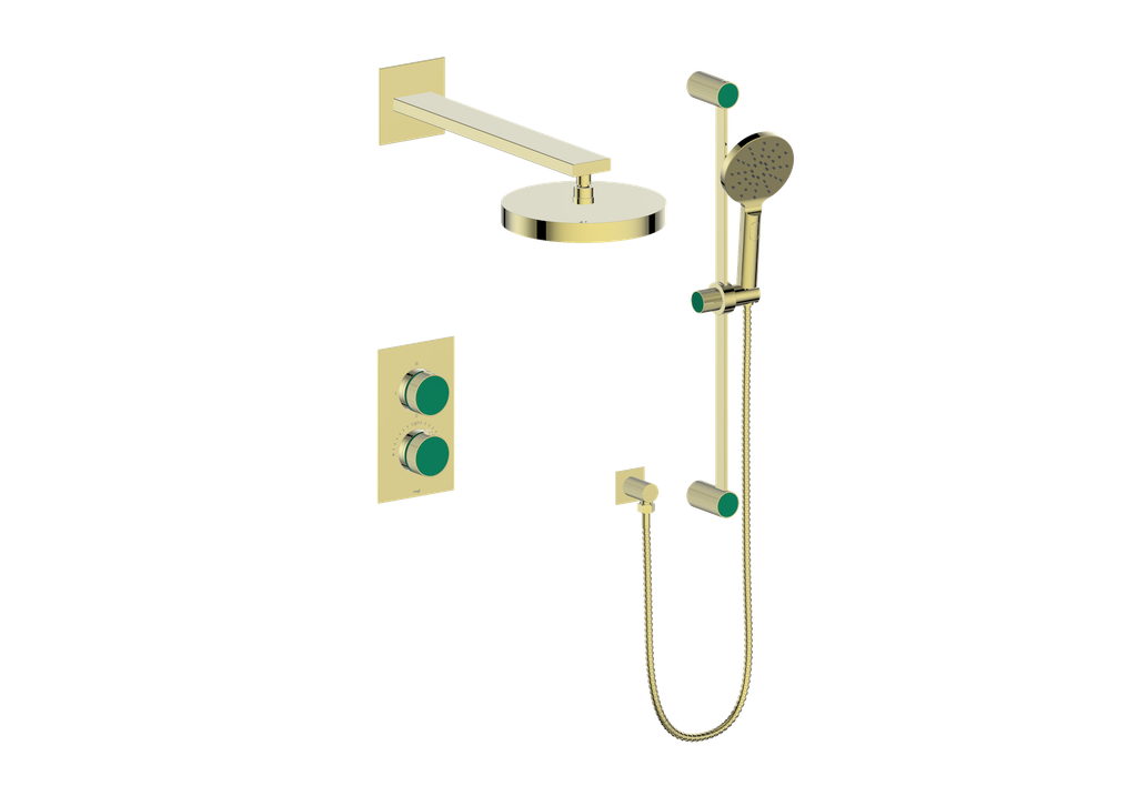 Vogt Mond Ensemble de finition de système de douche thermostatique à 2 voies uniquement, or brossé
