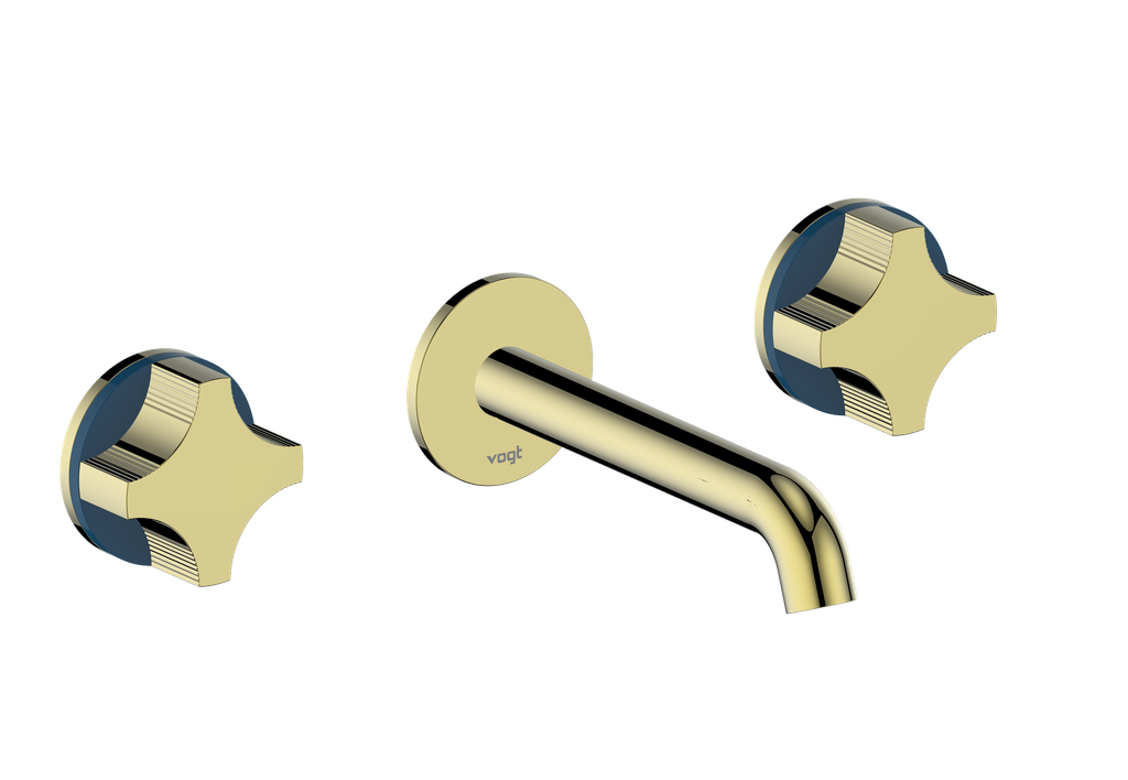 Vogt Mond 8" C.C. Wall-Mount Lavatory Faucet in Brushed Gold, With Rough-In