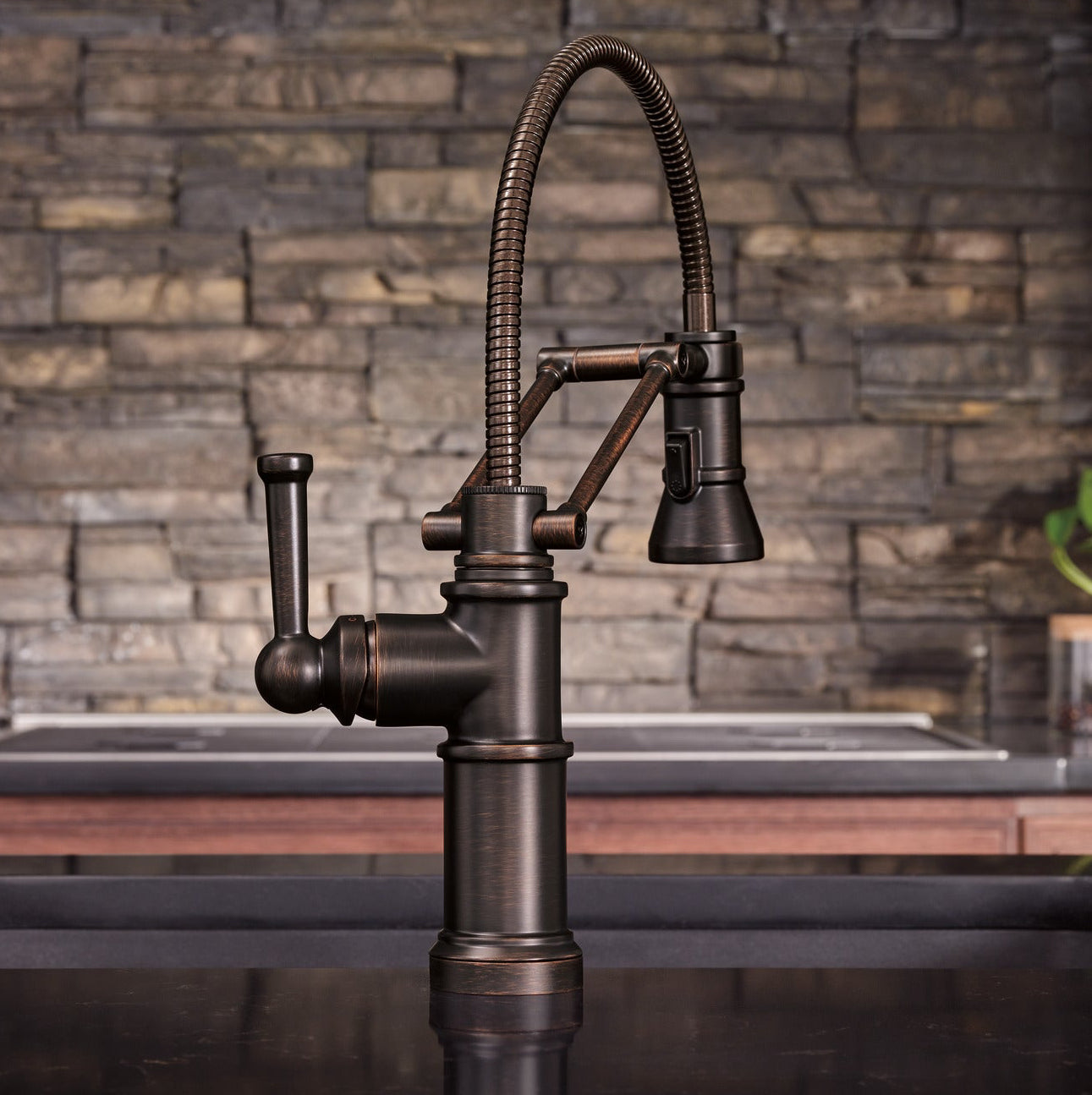 Brizo Artesso Single Handle Articulating Kitchen Faucet With Finished Hose