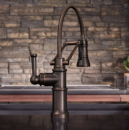 Brizo Artesso Single Handle Articulating Kitchen Faucet With Finished Hose