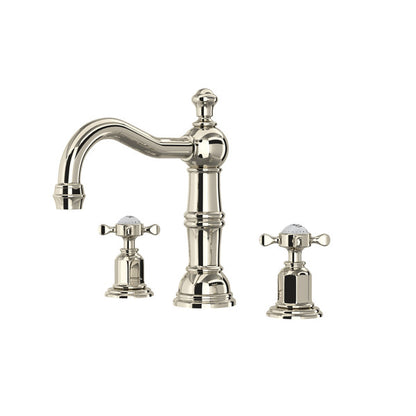 Perrin & Rowe Edwardian Widespread Lavatory Faucet With Column Spout, Cross Handle