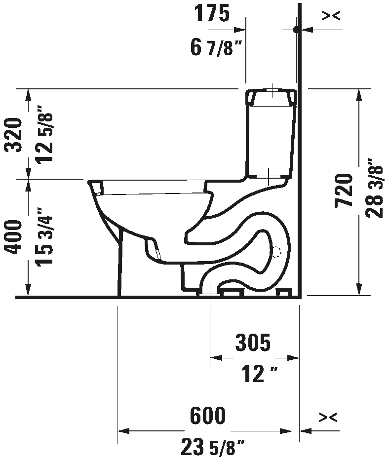 Duravit Darling New Elongated Single Top Push Button Flush One-Piece Toilet 1.28 GPF