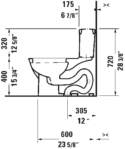 Duravit Darling New Elongated Single Top Push Button Flush One-Piece Toilet 1.28 GPF