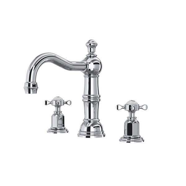 Perrin & Rowe Edwardian Widespread Lavatory Faucet With Column Spout, Cross Handle
