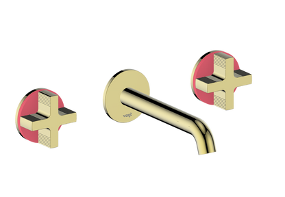 Vogt Mond 8" C.C. Wall-Mount Lavatory Faucet in Brushed Gold, Trim Only