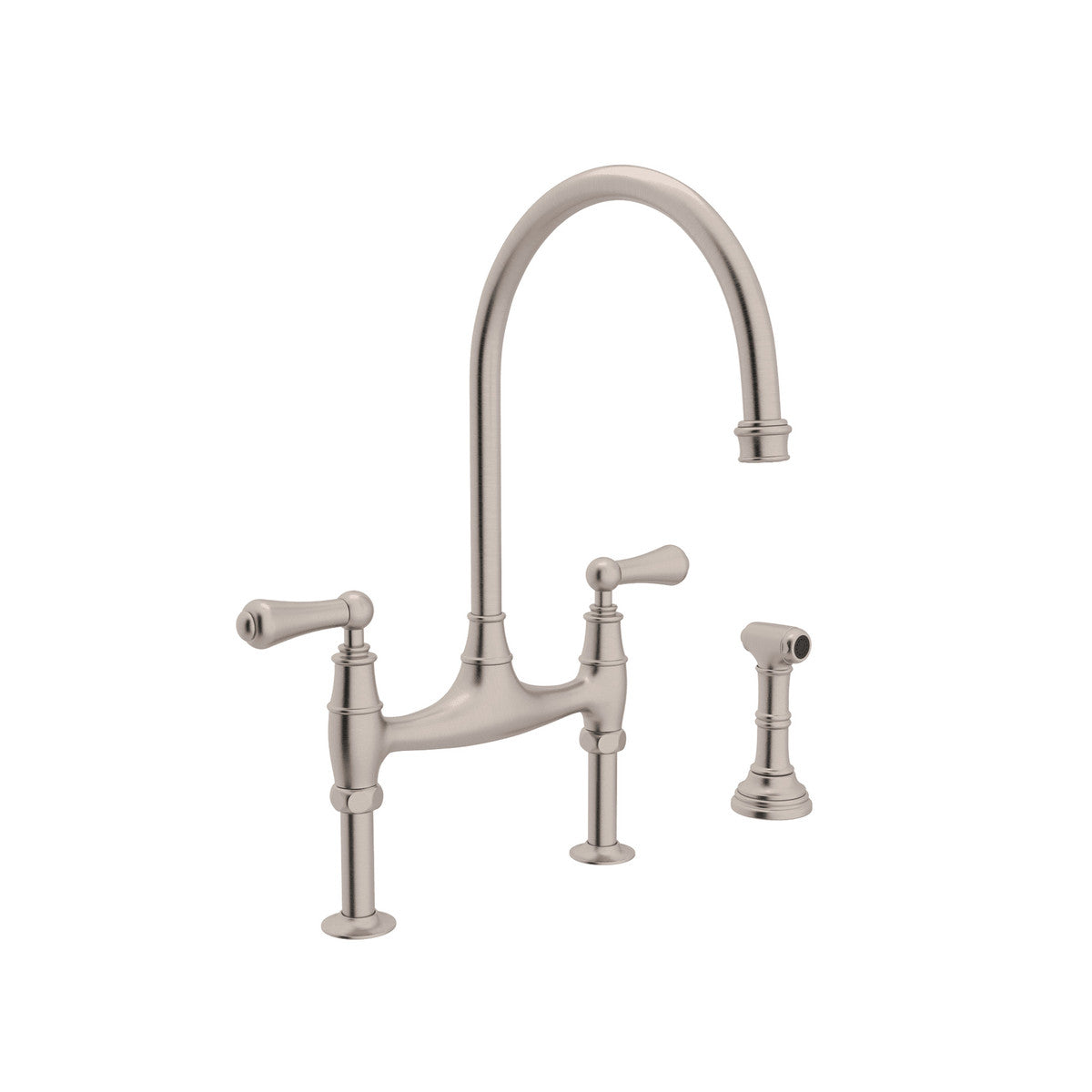 Perrin & Rowe Georgian Era Bridge Kitchen Faucet With Sidespray, Lever Handle
