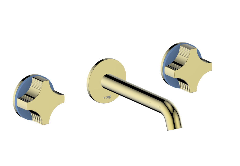 Vogt Mond 8" C.C. Wall-Mount Lavatory Faucet in Brushed Gold, With Rough-In