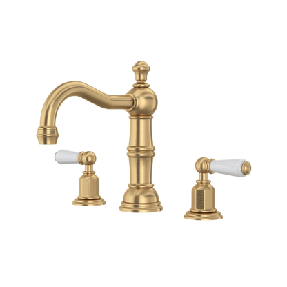 Perrin & Rowe Edwardian Widespread Lavatory Faucet With Column Spout, Lever Handle