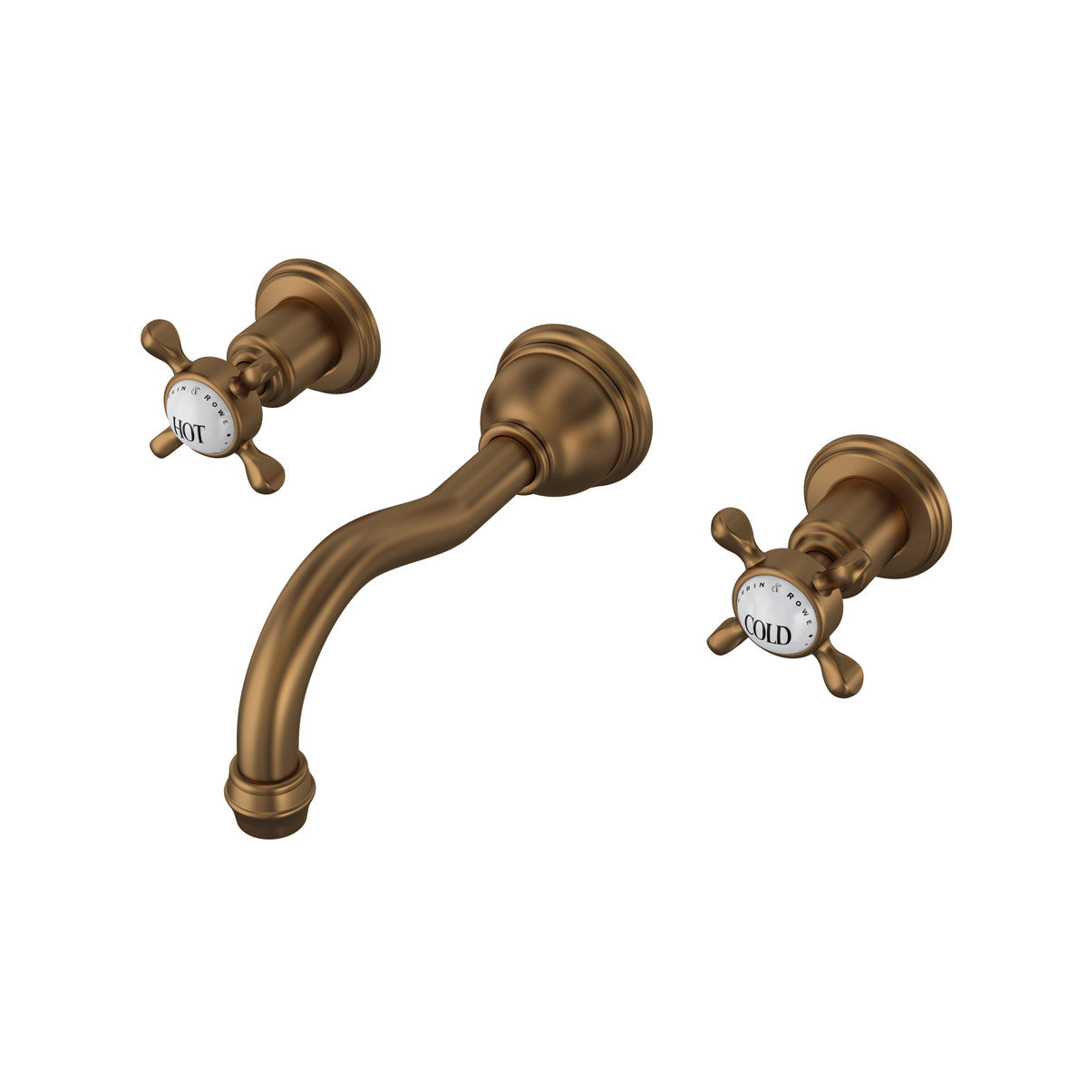 Perrin & Rowe Edwardian Wall Mount Lavatory Faucet Trim With Column Spout Cross Handle