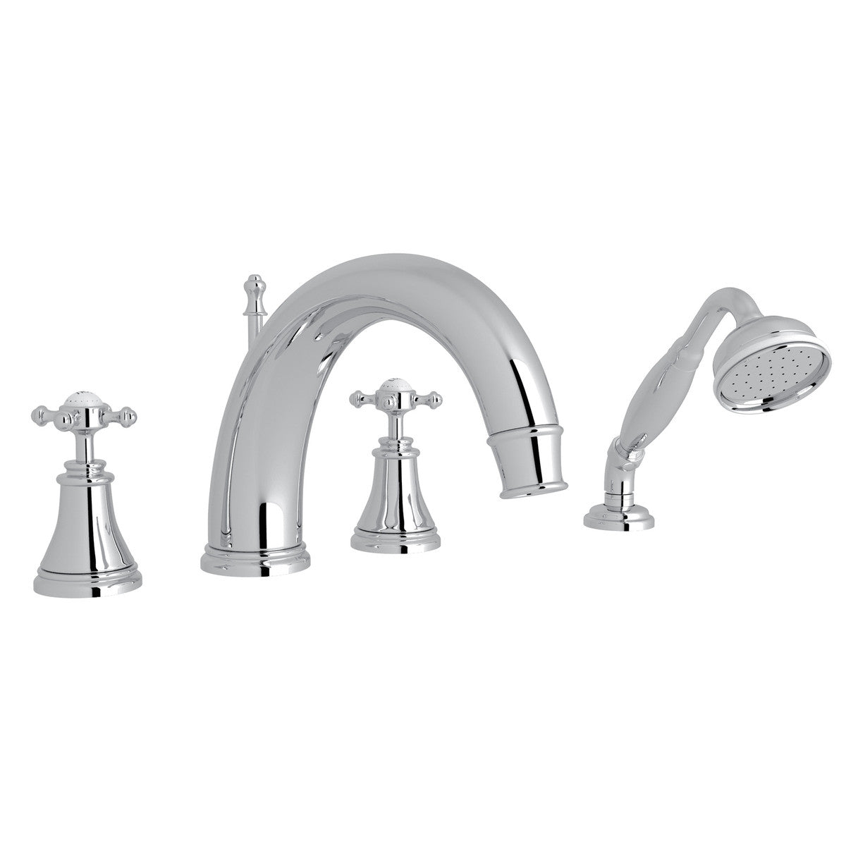 Perrin & Rowe Georgian Era 4-Hole Deck Mount Tub Filler With C-Spout Cross Handles