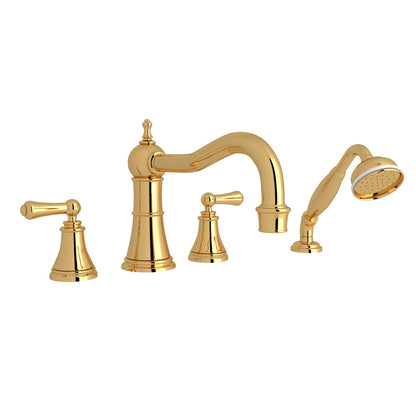 Perrin & Rowe Georgian Era 4-Hole Deck Mount Tub Filler With Column Spout Lever Handle