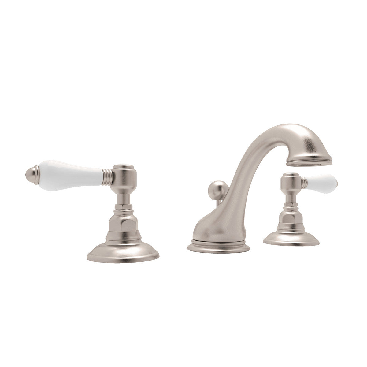 Rohl Acqui Widespread Lavatory Faucet With Low Spout Porcelain Handles - A1408LP-2