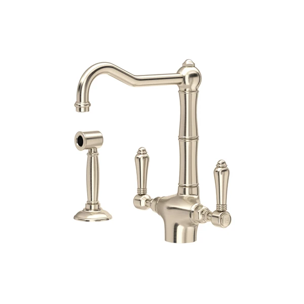 Rohl Acqui Two Handle Kitchen Faucet With Side Spray & Lever Handles - A1679LMWS-2