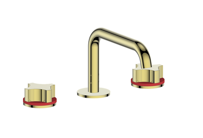 Vogt Mond 8" C.C. Lavatory Faucet With Pop-Up Drain Angular Spout in Gold
