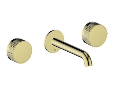 Vogt Mond 8" C.C. Wall-Mount Lavatory Faucet in Brushed Gold, With Rough-In