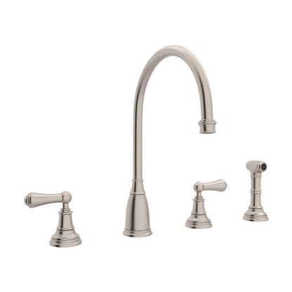 Perrin & Rowe Georgian Era Two Handle Kitchen Faucet With Side Spray Lever Handles
