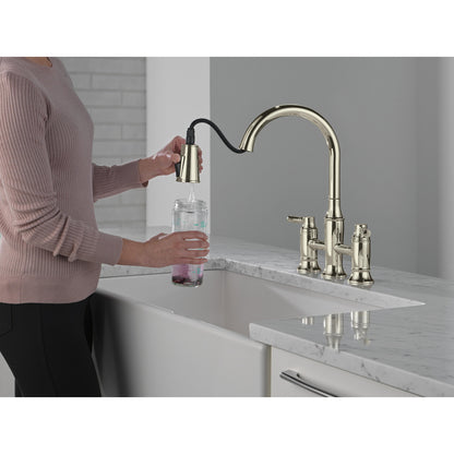 Delta Renaldi Two Handle Pull-Down Bridge Kitchen Faucet - 2384L