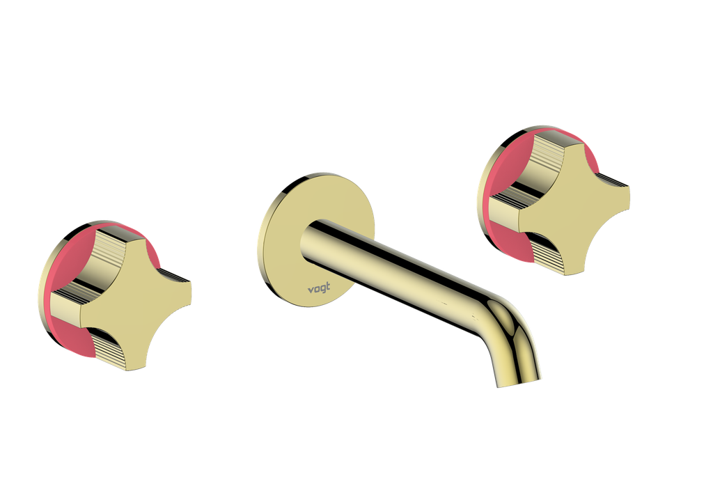 Vogt Mond 8" C.C. Wall-Mount Lavatory Faucet in Brushed Gold, With Rough-In