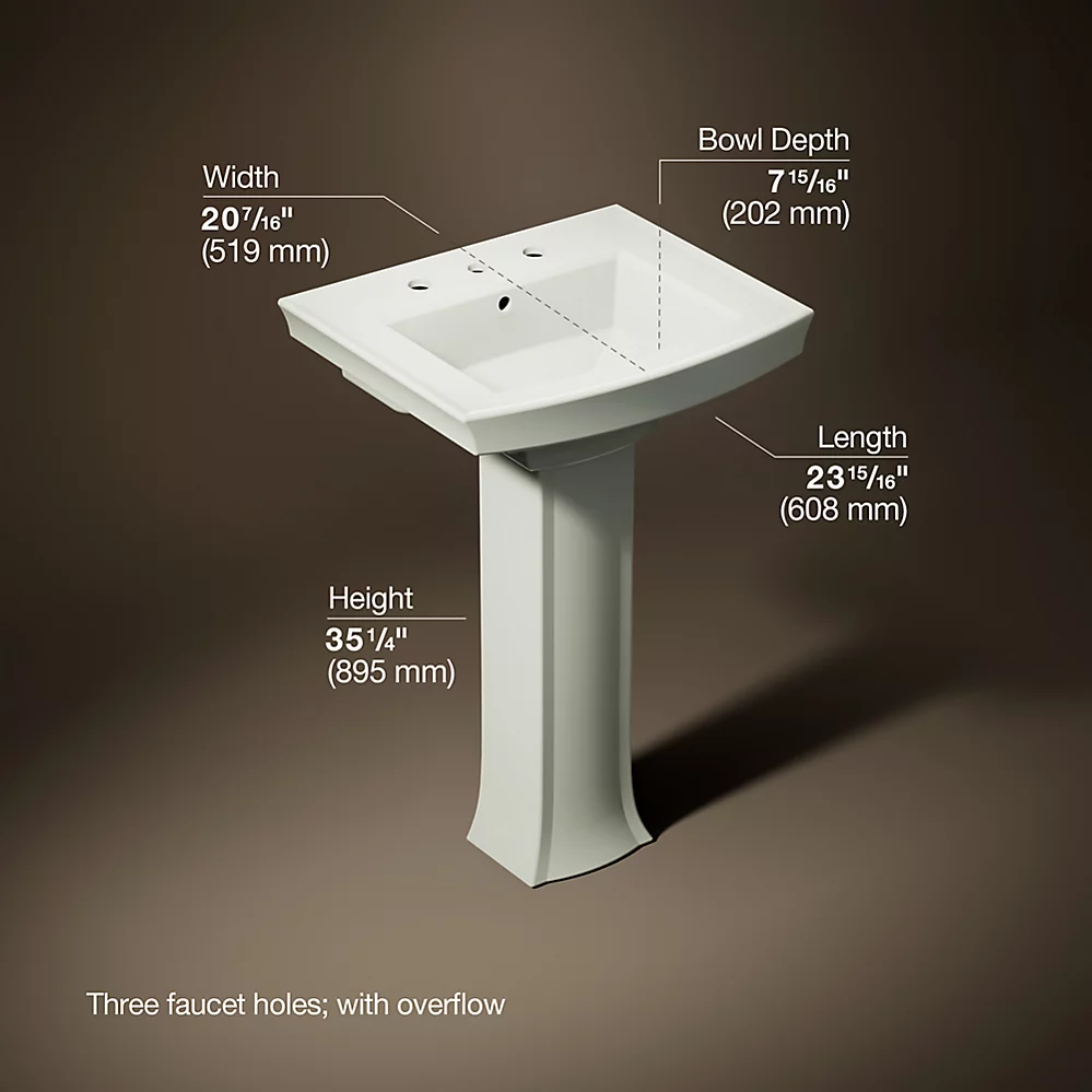Kohler Archer 24" Rectangular Pedestal Bathroom Sink