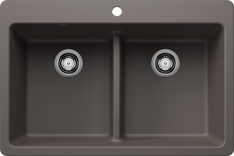 Blanco Liven Silgranit 33" 50/50 Double Bowl Dual Mount Kitchen Sink With Low Divide