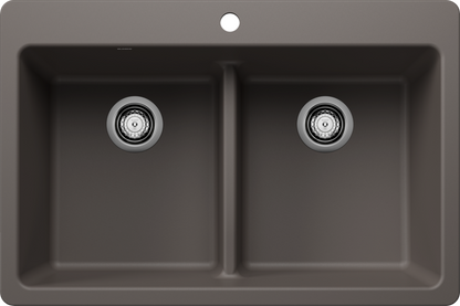 Blanco Liven Silgranit 33" 50/50 Double Bowl Dual Mount Kitchen Sink With Low Divide