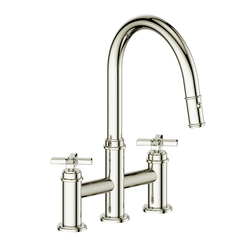 Vogt Zehn Bridge Kitchen Faucet, KF.17ZN.1412 With 4-Spoke Handle