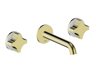 Vogt Mond 8" C.C. Wall-Mount Lavatory Faucet in Brushed Gold, With Rough-In