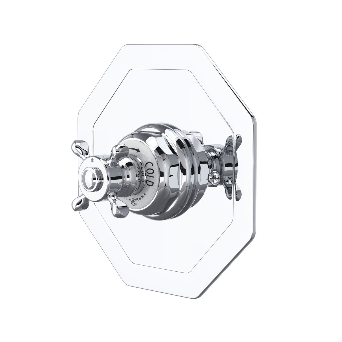 Perrin & Rowe Edwardian 3/4" Octagonal Thermostatic Trim Without Volume Control, Cross Handle