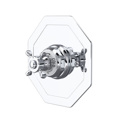 Perrin & Rowe Edwardian 3/4" Octagonal Thermostatic Trim Without Volume Control, Cross Handle