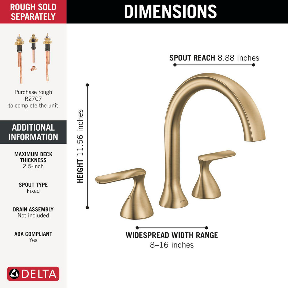 Delta T2745 Bonacci Three Hole Roman Tub Filler Trim