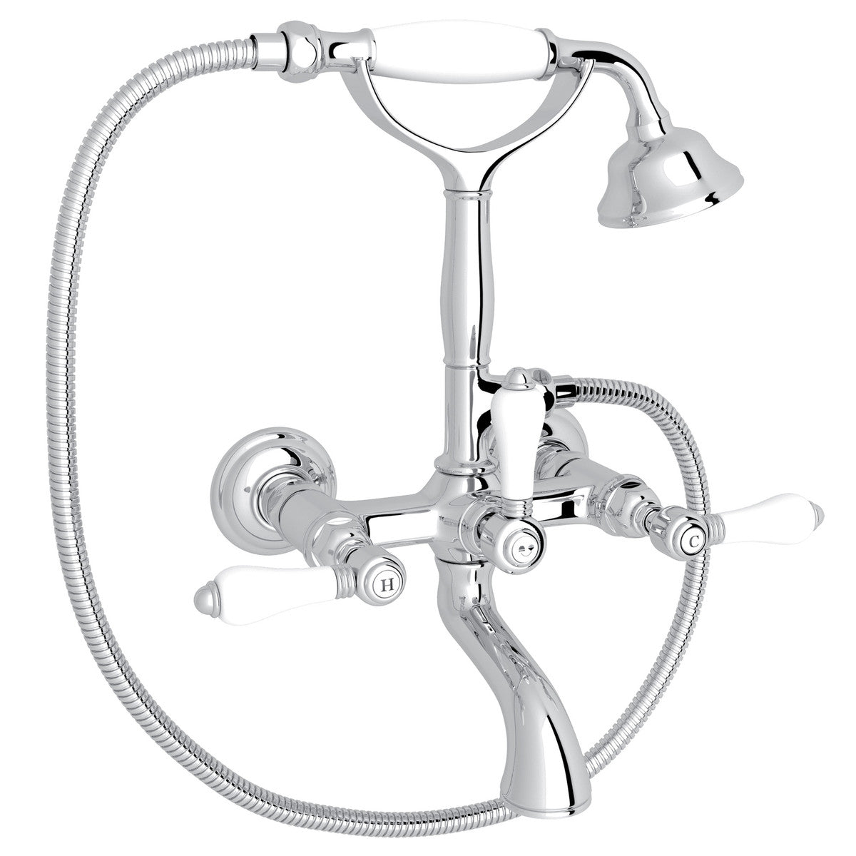 Rohl Acqui Exposed Wall Mount Tub Filler, Porcelain Lever Handles - A1401LP