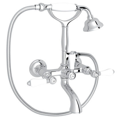 Rohl Acqui Exposed Wall Mount Tub Filler, Porcelain Lever Handles - A1401LP