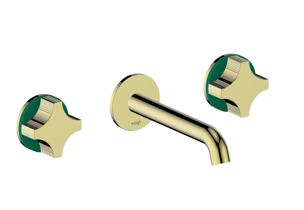 Vogt Mond 8" C.C. Wall-Mount Lavatory Faucet in Brushed Gold, With Rough-In