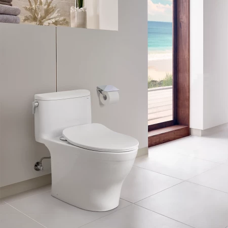 TOTO Nexus Elongated One-Piece Toilet 1.28 GPF, Universal Height, Washlet+ Connection, Slim Seat
