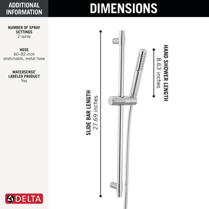Delta 51537 Bonacci 2-Setting Hand Shower with ProClean Spray - Slide Bar Mount